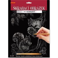 ARTLOVER Škrabací obrázek stříbrný - Veverky, 20 x 25 cm