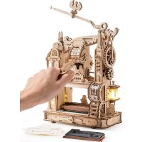 ROBOTIME Rokr Svítící 3D dřevěné puzzle - Klasický tiskařský stroj, 303 dílků