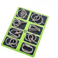 Kovové hlavolamy - 8 kusů, zelená