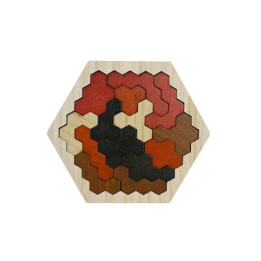 Foto - Dřevěný šestiúhelníkový tangram - Vintage honeycomb