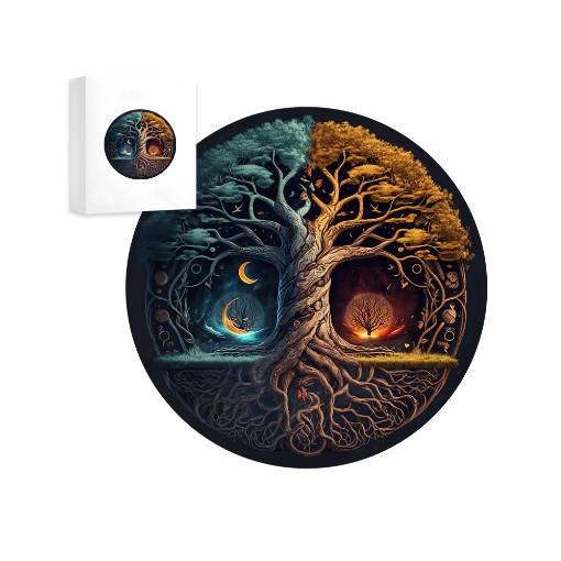 Foto - Kulaté dřevěné puzzle - Strom, A5