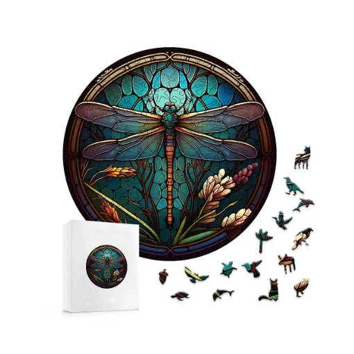 Foto - Kulaté dřevěné puzzle - Vážka, A5