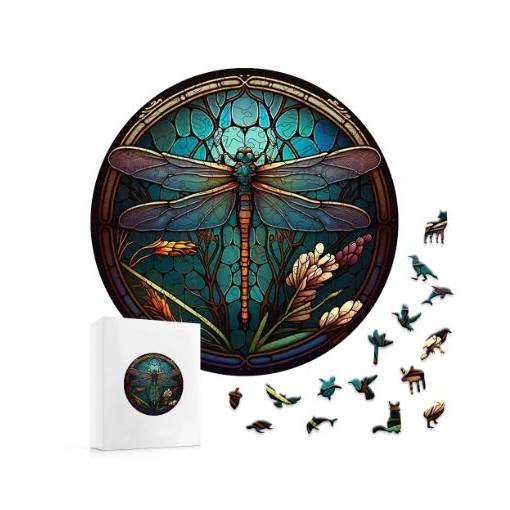 Foto - Kulaté dřevěné puzzle - Vážka, A4