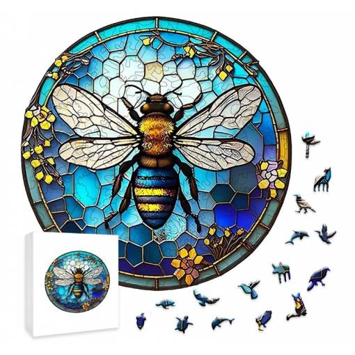 Foto - Kulaté dřevěné puzzle - Včela, A4