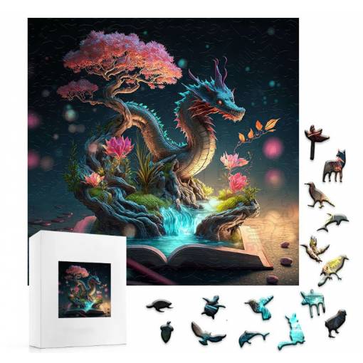 Foto - Klasické dřevěné puzzle - Mysterious dragon, A3