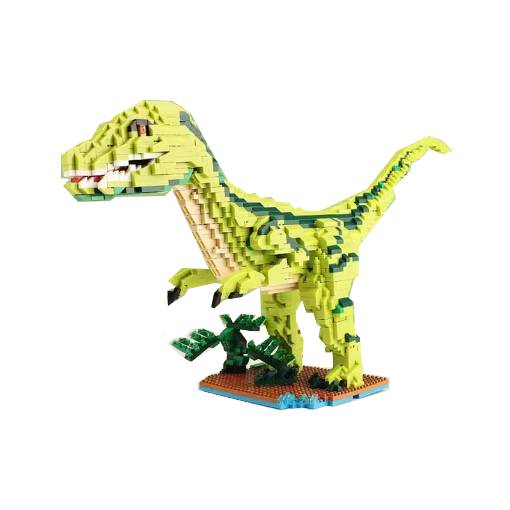 Foto - Dinosauří stavebnice - Světle zelený s tmavě zelenými pruhy
