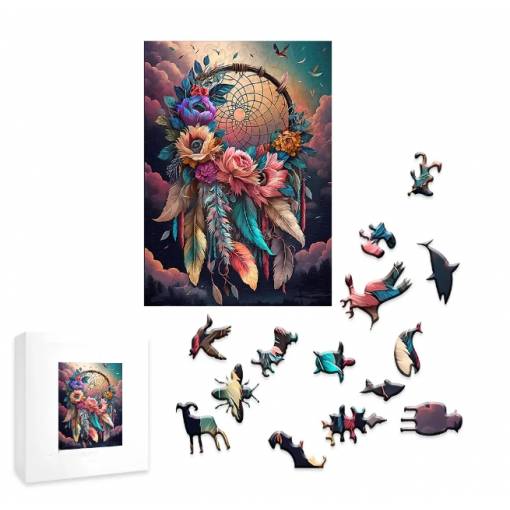 Foto - Klasické dřevěné puzzle - Lapač snů, A5