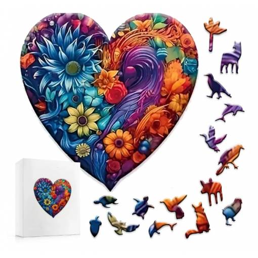 Foto - Dřevěné puzzle - Srdce, A5