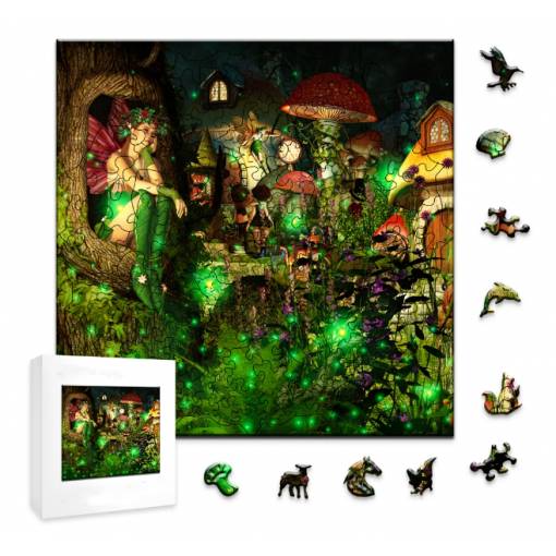 Foto - Klasické dřevěné puzzle - Lesní skřítci, A5