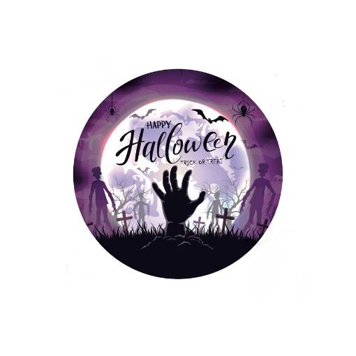 Foto - Kulaté dřevěné puzzle - Halloween, hřbitov A5