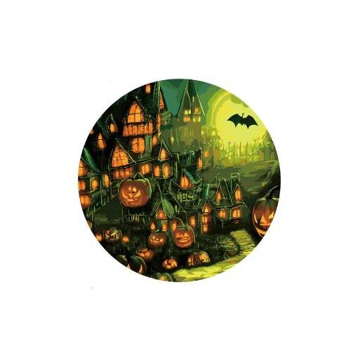 Foto - Kulaté dřevěné puzzle - Halloween, dýně A5