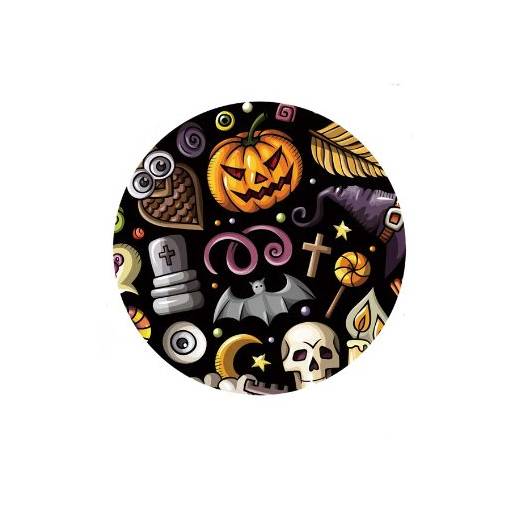 Foto - Kulaté dřevěné puzzle - Halloween, lebka A4
