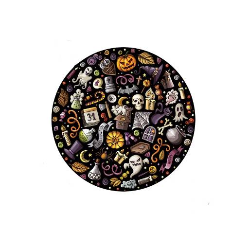 Foto - Kulaté dřevěné puzzle - Halloween, duch A3