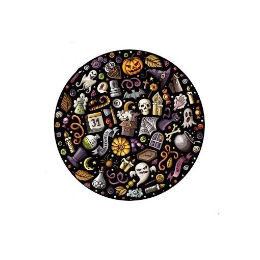 Foto - Kulaté dřevěné puzzle - Halloween, duch A5