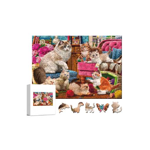 Foto - Klasické dřevěné puzzle - Domácí kočky, A5