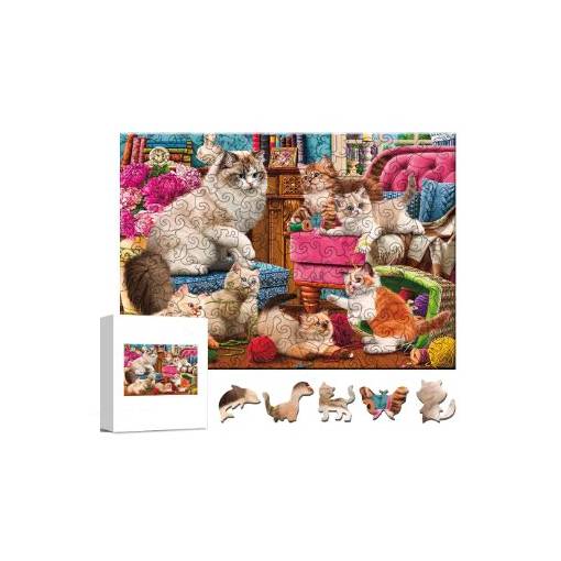 Foto - Klasické dřevěné puzzle - Domácí kočky, A3