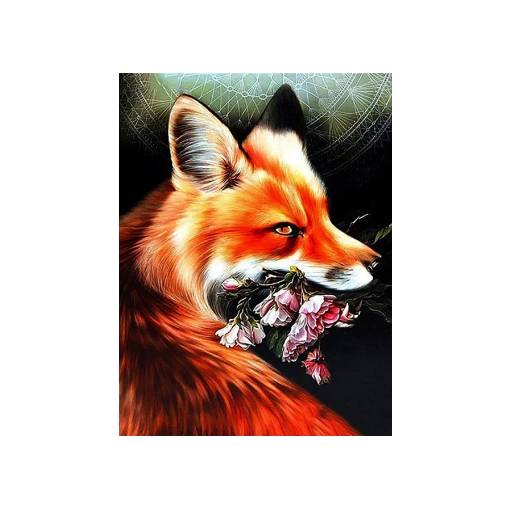 Foto - Diamantové malování - Liška s květinami, 20 x 30