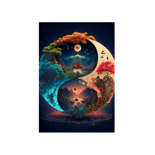 Foto - Diamantové malování s kulatými diamanty - Yin Yang 2, 40 x 50