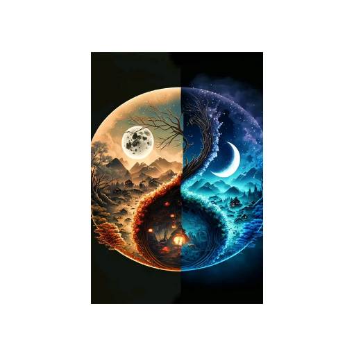 Foto - Diamantové malování s diamanty ve tvaru čtverce - Yin Yang 3, 40 x 30