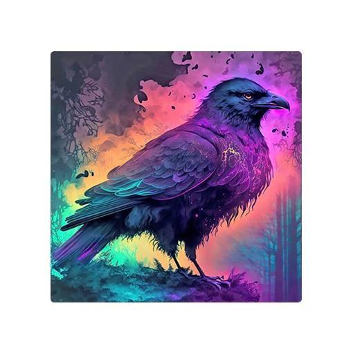 Foto - Diamantové malování s kulatými diamanty - Vrána, 30 x 30