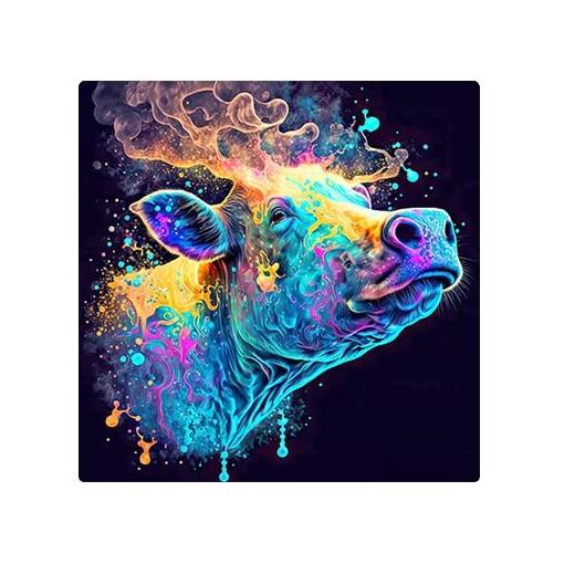 Foto - Diamantové malování s kulatými diamanty - Kráva, 40 x 40