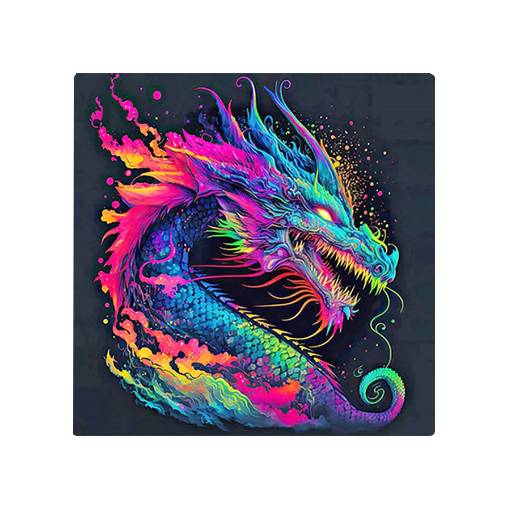 Foto - Diamantové malování s kulatými diamanty - Drak, 30 x 30