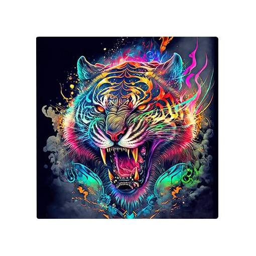 Foto - Diamantové malování s kulatými diamanty - Tygr, 40 x 40