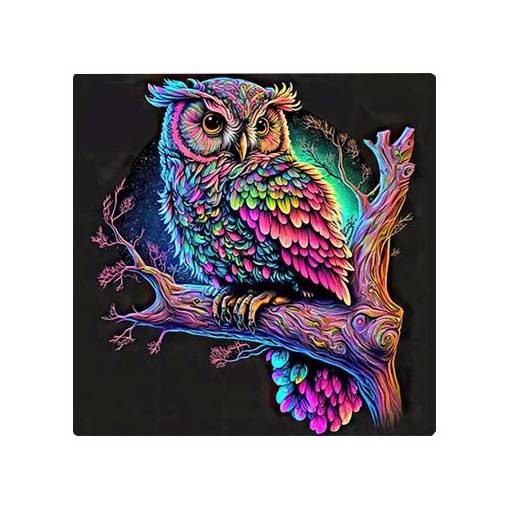 Foto - Diamantové malování s kulatými diamanty - Sova, 40 x 40