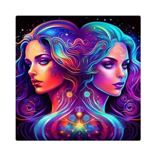 Foto - Diamantové malování s kulatými diamanty - Znamení zvěrokruhu, blíženci 40 x 40