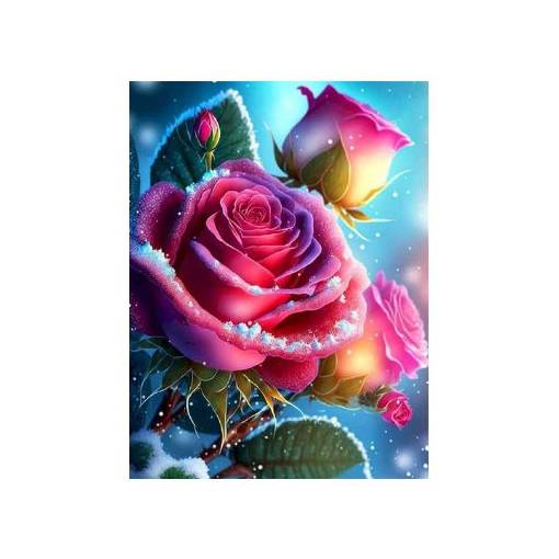 Foto - Diamantové malování s diamanty ve tvaru čtverce - Růže, 40 x 50