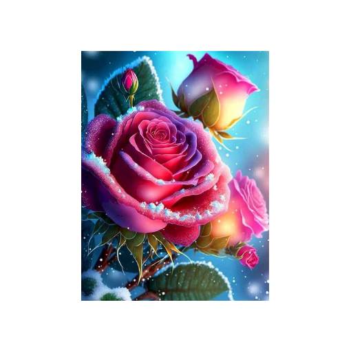 Foto - Diamantové malování s kulatými diamanty - Růže, 30 x 40