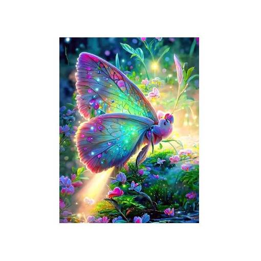Foto - Diamantové malování s diamanty ve tvaru čtverce - Barevný motýl, 60 x 50
