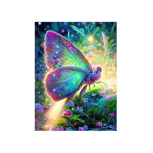 Foto - Diamantové malování s kulatými diamanty - Barevný motýl, 30 x 40