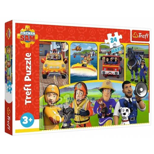 Foto - Trefl pohádkové puzzle - Fireman Sam and friends, 24 dílků