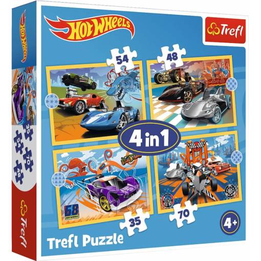 Foto - Trefl pohádkové puzzle - 4v1 Hot Wheels Vehicles, 207 dílků