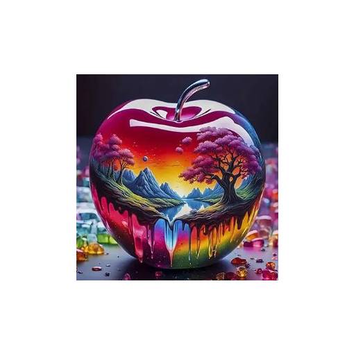 Foto - Diamantové malování s kulatými diamanty - Jablko, 40 x 40