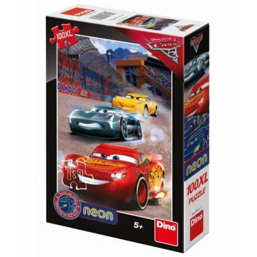 Foto - Dino pohádkové puzzle - XL Neon cars, 100 dílků
