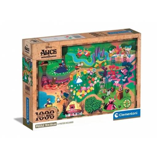 Foto - Clementoni pohádkové puzzle - Alice in wonderland map, 1000 dílků