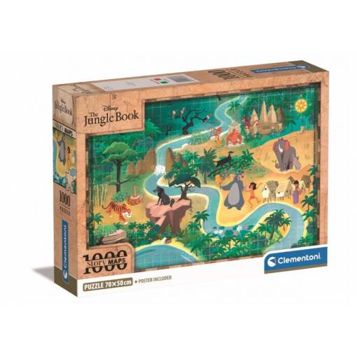 Foto - Clementoni pohádkové puzzle - Compact Story Maps The Jungle Book, 1000 dílků