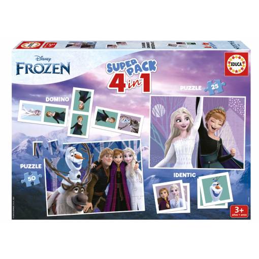 Foto - Educa Frozen puzzle - 4v1 paměťová hra a domino, 75 dílků