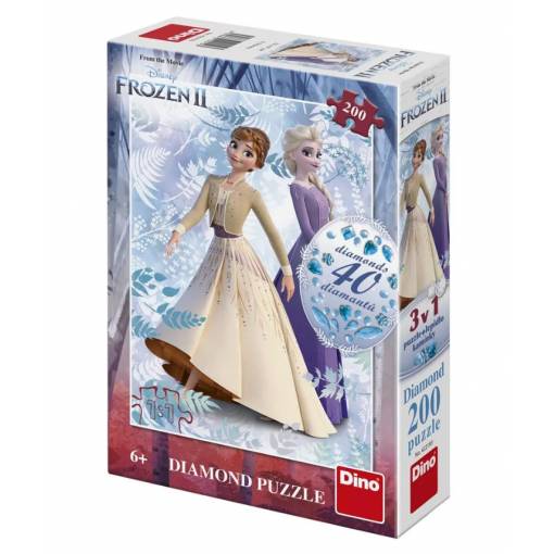 Foto - Dino Frozen puzzle - Diamond collection, 200 dílků + 40 kamínků