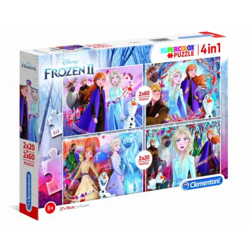 Foto - Clementoni Frozen puzzle - 4v1 Supercolor, 160 dílků