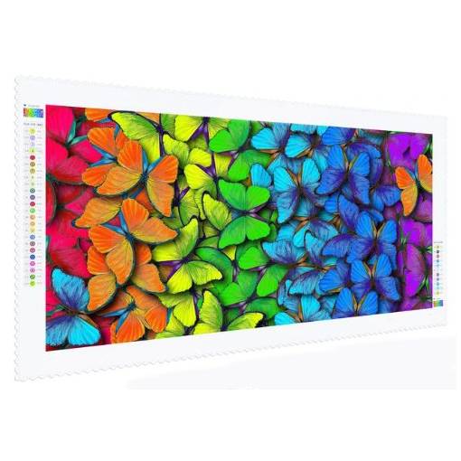 Foto - Diamantové malování s kulatými diamanty - Duhový motýli, 33 x 66