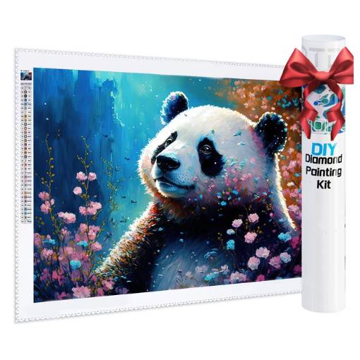 Foto - Diamantové malování s kulatými diamanty - Panda, 35 x 50