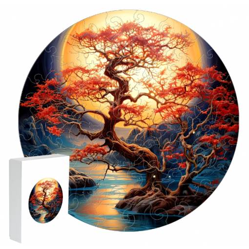 Foto - Kulaté dřevěné puzzle - Strom, A5