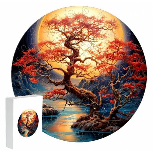 Foto - Kulaté dřevěné puzzle - Strom, A4