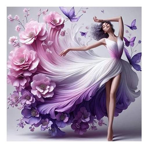Foto - Diamantové malování s kulatými diamanty - Barevná baletka, 40 x 40