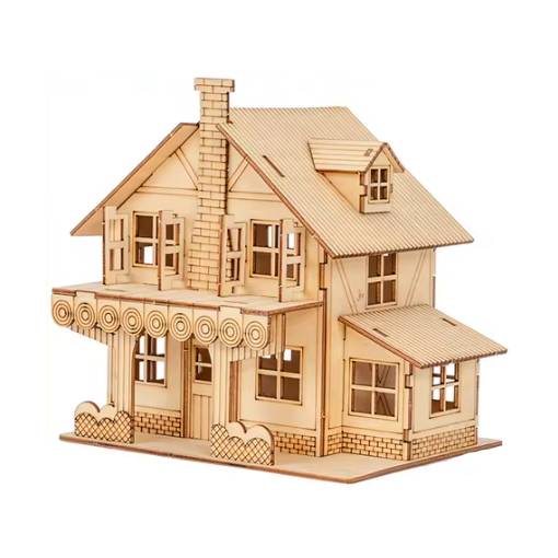 Foto - Dřevěné 3D puzzle se světýlkem - Dům, Type 4
