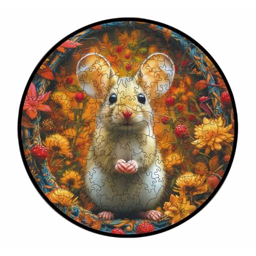 Foto - Kulaté dřevěné puzzle - Křeček, A5