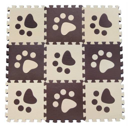 Foto - Pěnový BABY puzzle koberec - Hnědé tlapky, B
